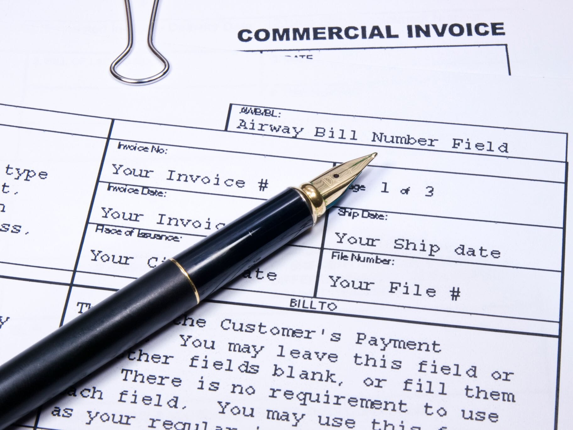 Commercial invoice